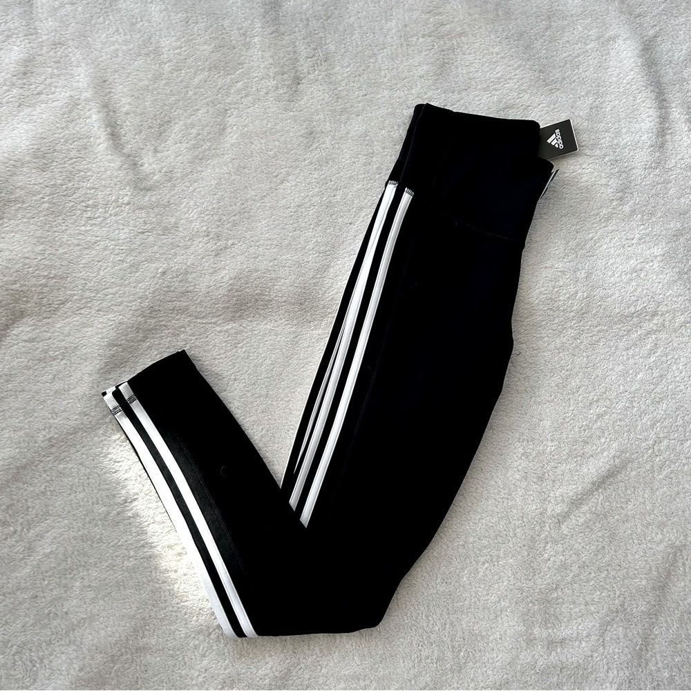 NWT Adidas Climalite Striped Yoga Leggings